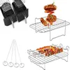 テーブルマットステンレス鋼エアフライヤーグリルラック4串のダブルレイヤーロースト料理食器洗い機セーフスチームスタンドオーブン