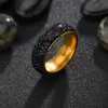 Bröllopsringar 8mm Punk Steel Big Stone Love Rings for Women Men Black Crystal Rock Biker Wedding Ring Jewelry Gift