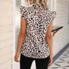 Женские блузкие рубашки Fashon Leopard Love Print Short Slve Женские топы и блузки 2023 Летние повседневные офисные офис