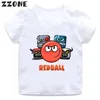 T-shirts Hot Salking Red Ball 4 Cartoon Impresso Caminhada Childrens Game Girl Clocel Baby Boy T-Shirt Summer Casual Childrens Topl2404