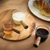 Outils de mesure des tasses à café expresso Smes à poignée en bois tasse triple pichet verre lait pour barista