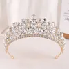 Tiaras koreanska lyx 16 färger himmelblå kristall krona brud huvudbonader 2023 ny elegant drottning tiaras flickor bröllopsklänning pannband