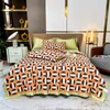 Retro Leopard Print Ice Silk Summer Quilt Bare Sleeping Summer Airconditioning Dekbed Dekd Dunne vierdelige set