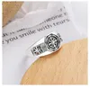 Band Rings 2024 New Retro Poseidon Compass RSilver Plated Hexagonal OpenAdjustable RMen and Womens Hip Hop Trend Jewelry Gifts J240429