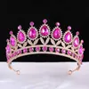 Tiaras Baroque Princess Rose Red Red Crystal urodziny Tiara Crown 2023 NOWOŚĆ ELEGANTOWANA TIARA WEDLIA SUKIET HAIR