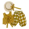 Kleidungssets Kleinkind Kinder Girls Biege Biege Top Polka Punkthosen zweiteilige Sommerkleidung Outfits 1 2 3 4 5 6 7 Jahre