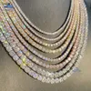 Hot Sale Hip Hop Iced Out Jewelry Diamond Tennis Necklace S925 Silver 2mm 3mm 4mm 5mm 6.5mm VVS Moissanite Tennis Chain Customdesigner smycken