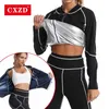 Damesjuromers cxzd dames sauna jas zweet top gewichtsverlies lange mouwen lange mouwen thermo sportwear fitness body shaper gym workout leggings