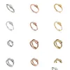 Bands Anneaux de créateurs de femmes Ring Twisted Rope Set sans diamant avec Diamond Fashion classique polyvalent Single Double Mti Drop Livrot je Otfki