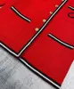 Wełniane mieszanki wełny Designer Styl dojazdu na wiosnę Elegancki luźny okrągły szyję czarny czerwony kontrast płaszcza