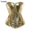 Tanks pour femmes Camis Vsstiar Silver Gold Bright Pu Corset pour les femmes Off Boder BodyCon Tanks Top Sexy Bless Buster Clubwear Bustier Tops S-6XL D240427