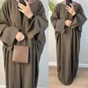 Autumn Women Kaftan Muslim Sparkly Pleed Modest Burqa Islâmico Cardigan Dress Dubai Abaya 240415