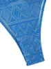 Frauen Badebekleidung Zaful Neckholder Badeanzug für Frauen Spitze u Metal Criss Cross Higbein Bikini ausschneiden