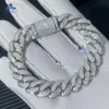 Prix ​​d'usine bijoux hip hop 6 mm 8 mm 10 mm 12 mm largeur 925 argent sterling glacé de la chaîne de liaison cubaine Moisanite