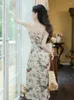 Casual jurken Garden Vintage Floral Cardigan tweedelige slipjurk 2024 Fashion dameskleding