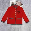 Women's Wool & Blends Designer Early Spring Commuting Style Elegant Loose Round Neck Black Red Contrast Button Coat YF7Q