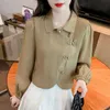 Women's Blouses Shirts vrouwen Spring herfststijl blouses shirts dame casual lange slve Chinese knoopknop vaste kleur korte blusa's tops zz1610 y240426