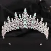 Tiaras Wedding Crystal Headwear Green Blue Opal Crown For Women Girls Hair Accessories Queen Tiaras Tiaras Party Robe Bands