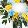 Dekorativa blommor blå och gul lös faux blommakombo uppsättning / 56 st konstgjorda silkhuvud greppsäck för diy hantverk kransbuketter kransar girland