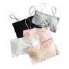 Bras Summer Crop Top Sexy for Women Push Up Bra Ice Female Female Silk Sling Tube 2024 Tanks de bralette sans manches