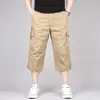 Men's Pants Long Length Cargo Shorts Men Summer Casual Cotton Multi Pockets Breeches Trousers Military Camouflage Plus Size 7XL