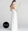 Split Elegant Temperament White Long Suspender Slim Fit Stain Spaghetti Dress aftonklänning