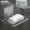Réglez la boîte de savon en acier inoxydable mur à punch-carreau de savon punchfree drainage étagère à plat de savon robuste pour la salle de bain de cuisine à la maison