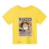 T-shirts T-shirt simple pièce pour enfants T-shirt coton pur carton cool anime t-shirt décontracté t-shirt Luffy Boy and Girl Street Clothingl2404