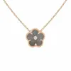 Van Cl ap classic High version four leaf clover womens double sided red chalcedony necklace 18k rose gold lock bone chain thickened electroplated goods