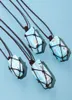 Pendant Necklaces Natural Crystal Blue Hemimorphite Necklace For Women Rope Wrap Ore Caribbean Calcite Pendulum Raw Mineral Stone 3433600