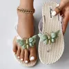 Slippers Flip Flops For Female Summer Net Red Fairy Style Foot Clip Toe Flat Heel Soft Bottom Anti Beach Sandals