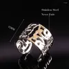 Cluster Rings Width Stainless Steel Women Geometry Silver Color Jewelry Anillos De Acero Inoxidable Para Las Mujeres R612239