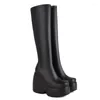 Boots 2024 Winter Platform Women White Thick Sole Wedges Knee High Heels Women's Punk