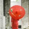 Umbrellas Vintage Chinese Silk Oil Paper Umbrella Red Flower Oil Paper Umbrella Bamboo Handle Wedding Decor Photo Parasol Dance Props Red