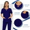 Scrubs Strubs Mujer uniformes de mujeres Tops Pant clínica dental dental salón de trabajo ropa de ropa accesorios de enfermería 240418