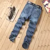 Jeans causais Jeans Novo estilista de moda masculina preta azul magro rasgado Destruído Destruído Slim Fit Hip Hop