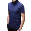 Trend Summer Men High High Collar Mercerizzato Mercerizzato a manica corta Tshirt Solido Colore Solido MODALE HIGH 240428