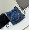 Lüks marka denim omuz çantaları klasik jean alışveriş kılıfları cüzdanlarla gümüş zincir donanım crossbody çanta 2024 sırt çantaları sırt çantaları sırt çantası 2720