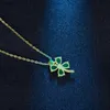 Colliers pendents Collier pendentif en trèfle vert naturel 925 Bijoux de mode en argent craie Talisman Giftwx