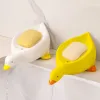 Set gelbe Entenform Seifenkiste Cartoon Seifenschale Abflussbare Seifenhalterseife Seifenbehälter Seifenschale für Tablettbadzubehör