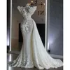 아랍어 크기 2021 ASO Plus EBI 고급 스파이리 인어 웨딩 드레스 레이스 구슬 스팽글 섹시 신부 가운 드레스 ZJ575 ES