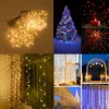 Decoraties Allilit Led Solar Curtain Fairy Lights Outdoor Waterproof Koperdraad Party Garden Yard Gazebo Garland Kerstdecoratie