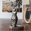 Ljus gudinna trippelmåne TEALight Candle Holder Stand Harts Sculpture Candlesticks Home Decor Gift