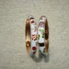 Tradycyjne kwiaty piwonii chińskie filigranowe twarde bransoletka Cloisonne Enamel podzielona bransoletki dla kobiet akcesoriów biżuterii moda 240429