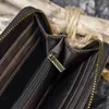 Portefeuilles echte lederen mannen Long Zipper Money Clip Vintage Casual Purse voor mannelijke houder Telefoon Koppeling Cashtas Jyn594