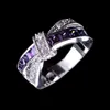 Band anneaux belles et à la mode de mariage Platinum 925 Silver 925 argent plaqué belles dames purple cristal dames rjewelry lr050 j240429