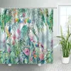 Set Black White Tropical Plants Palm Trees Shower Curtains Jungle Natural Landscape Home Polyester Bath Curtain Sets Bathroom Decor