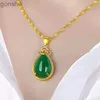 Colliers de pendentif chute d'eau rouge Collier pendentif pour femmes 24k True Gold plaqué 45 cm Chaîne de laine à quatre feuilles Clover Ruby Pendant Femmes Giftwx