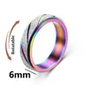 Anéis de banda Trendência Ansiedade multicolorida Rfidget Rings rotativos adequados para mulheres e homens Antecedores rotativos de aço inoxidável Acessórios resistentes à pressão JE J240429