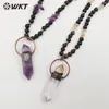 Hangers WT-N1412 WKT 2024 Mooie zwarte AgateAmethystCrystal Quartz Ketting Wedding Women Pendant Sieraden Trend 30 inch